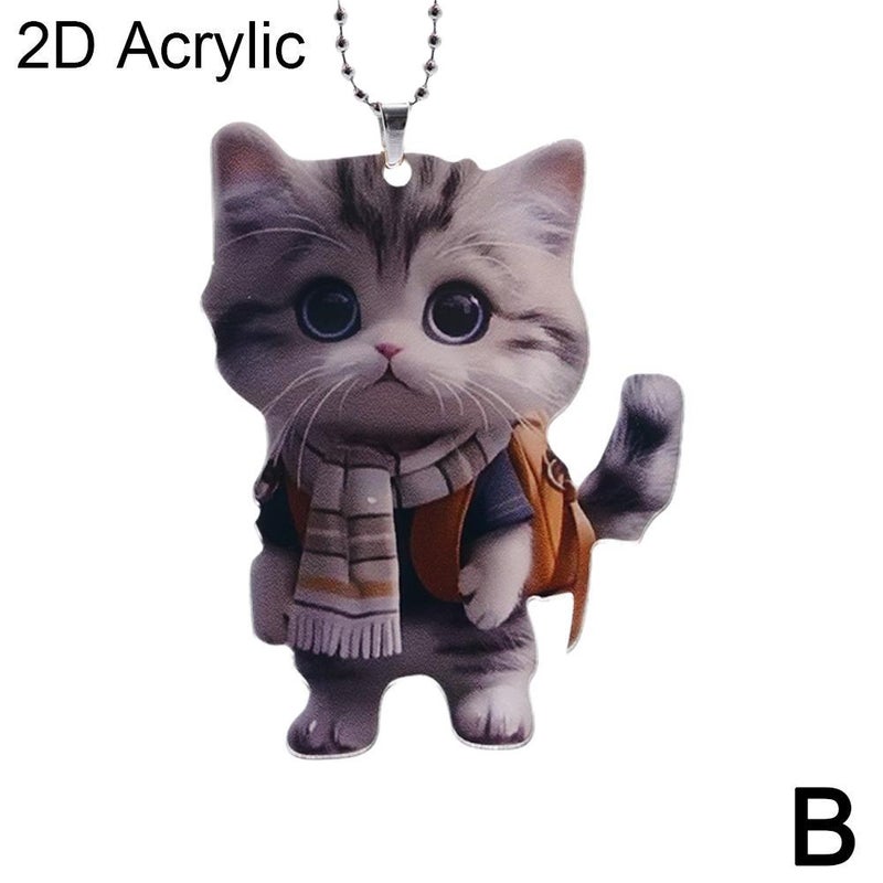 Yellow sweater cat-shaped pendant, new 2D acrylic decorative pendant, perfect for car decoration.